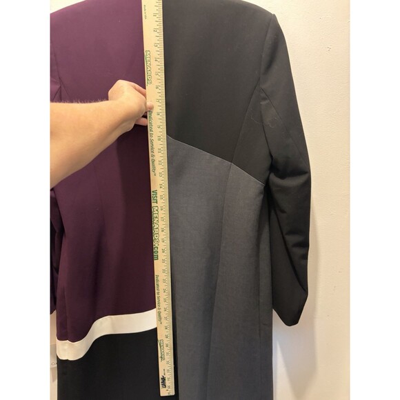 Calvin Klein Women's Long Blazer Over Coat Size 12 Colorblocked Open-Front NWT - Picture 8 of 10